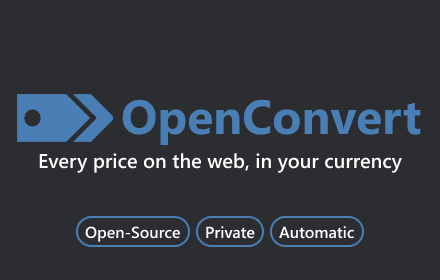 OpenConvert logo and tagline: every price on the web, in your currency